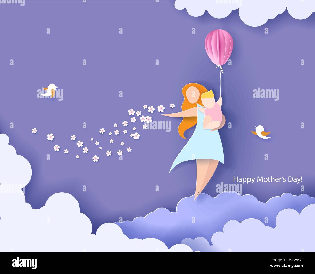 Happy mothers day card. Paper cut style Stock Vector Image & Art - Alamy
