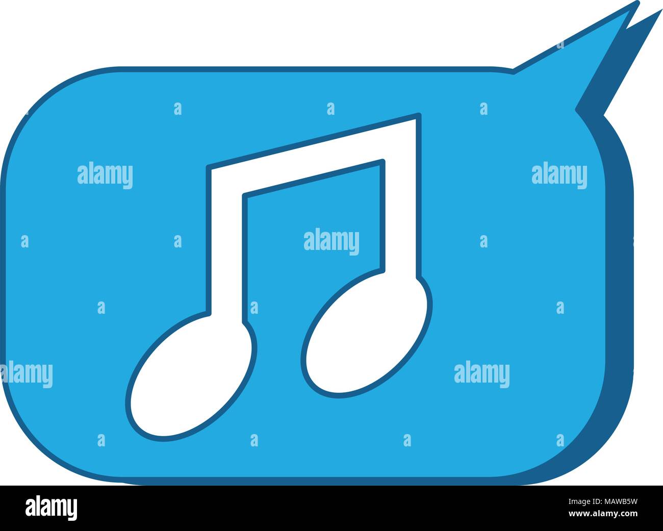 speech bubble with musical note icon over white background, blue ...