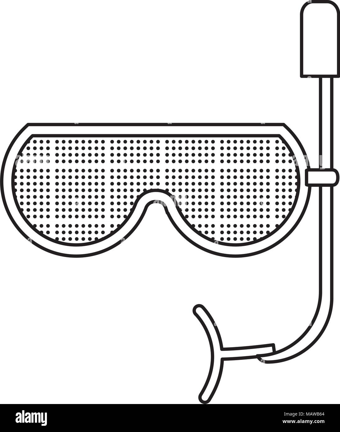 sketch of snorkel mask icon over white background, vector illustration ...