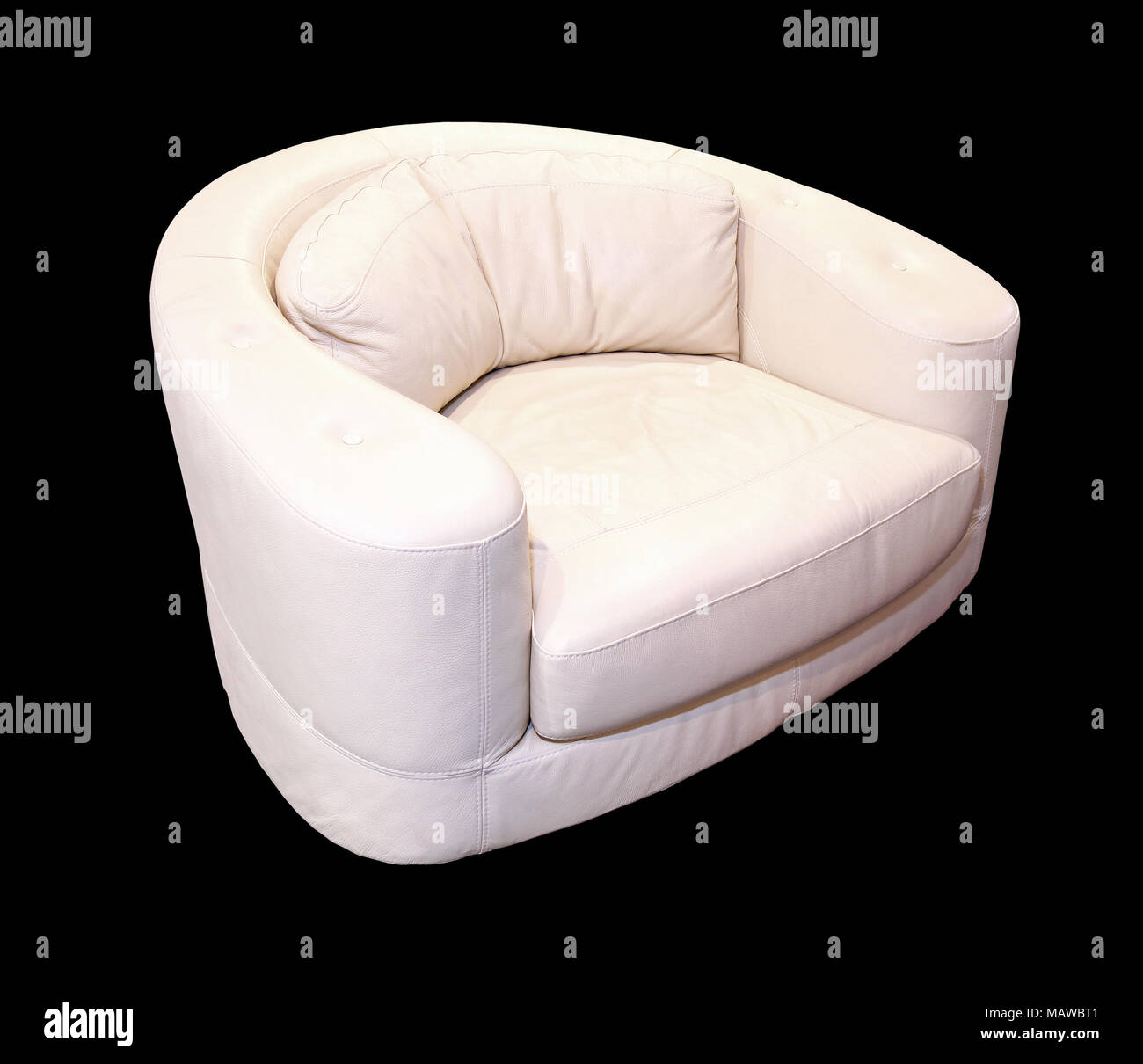 Modern white leather armchair isolated with clipping path included