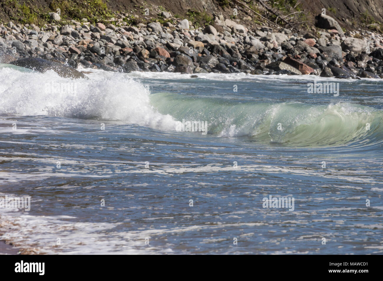 Crashing waves, Ingonish Beach, Nova Scotia Canada Stock Photo