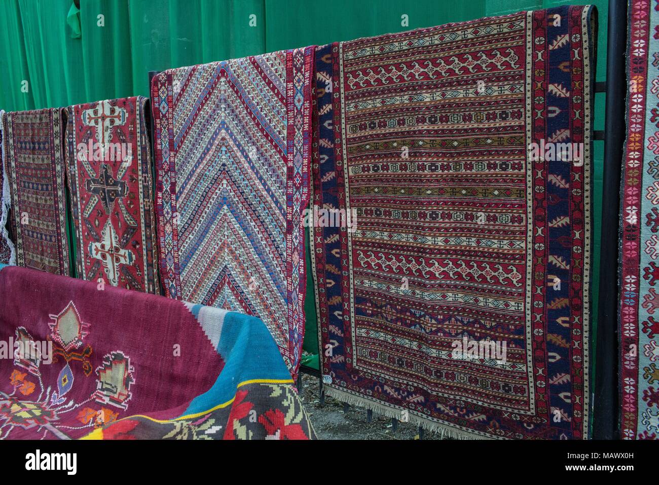 Traditional Carpets and Kilim Rugs with typical geometrical