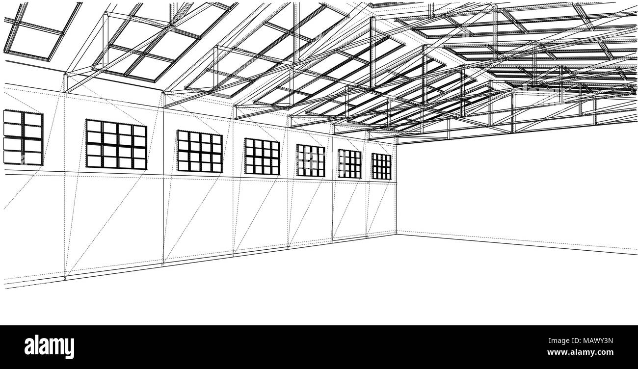 Premium Vector  Storage unit architectural sketch warehouse hand drawn  building