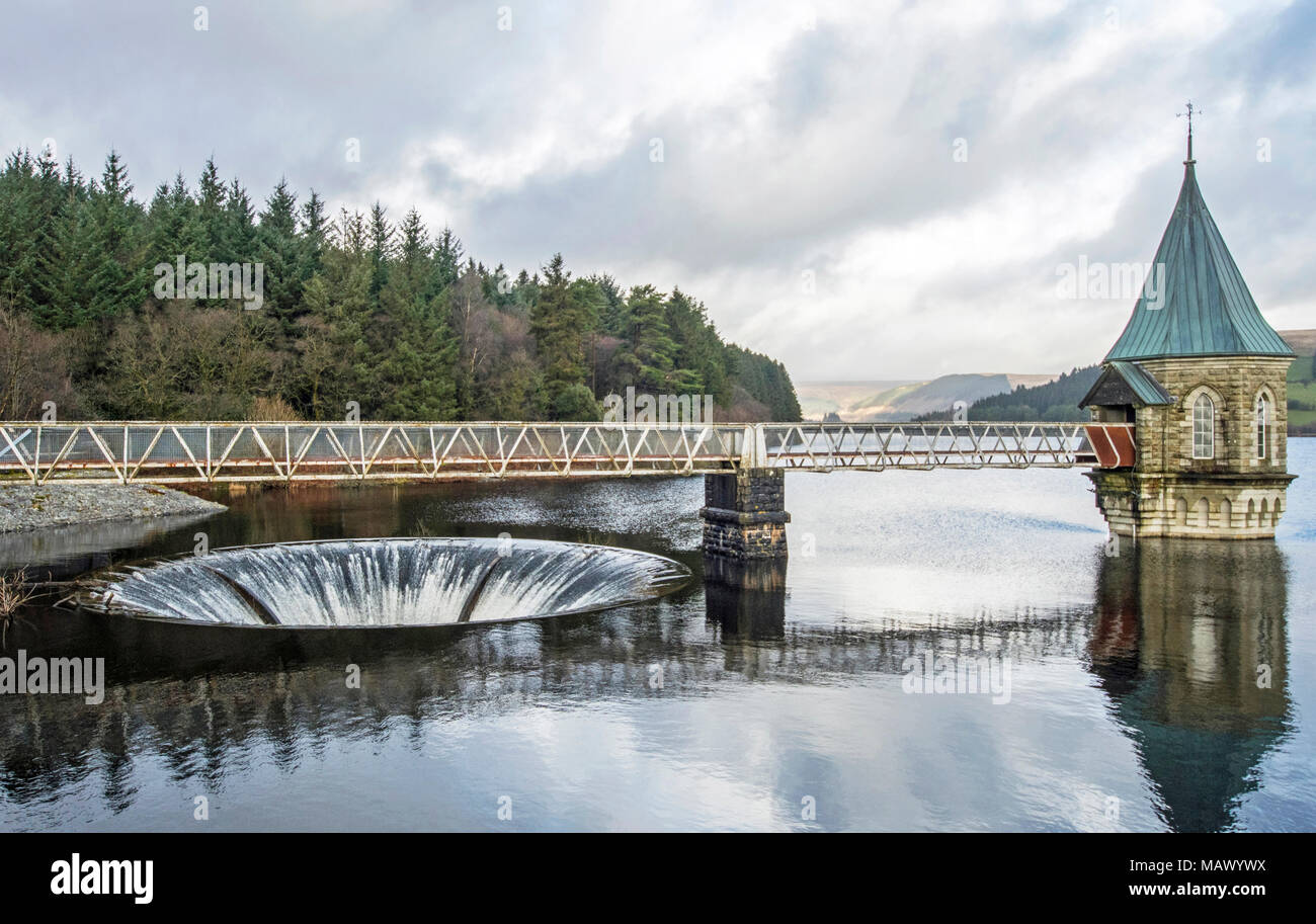 Pontsticill Reservoir and Outflow Brecon Beacons National Park, south Wales Stock Photo