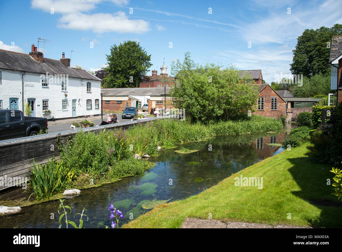 The River Kennet flows through the old town of Marlborough in Wiltshire England UK4 Stock Photo