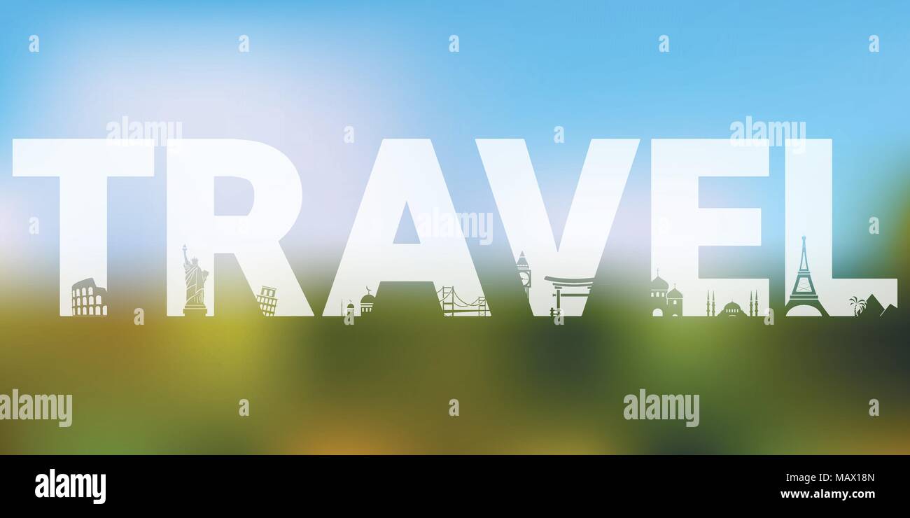 Travel text on blurred background Stock Vector Image & Art - Alamy
