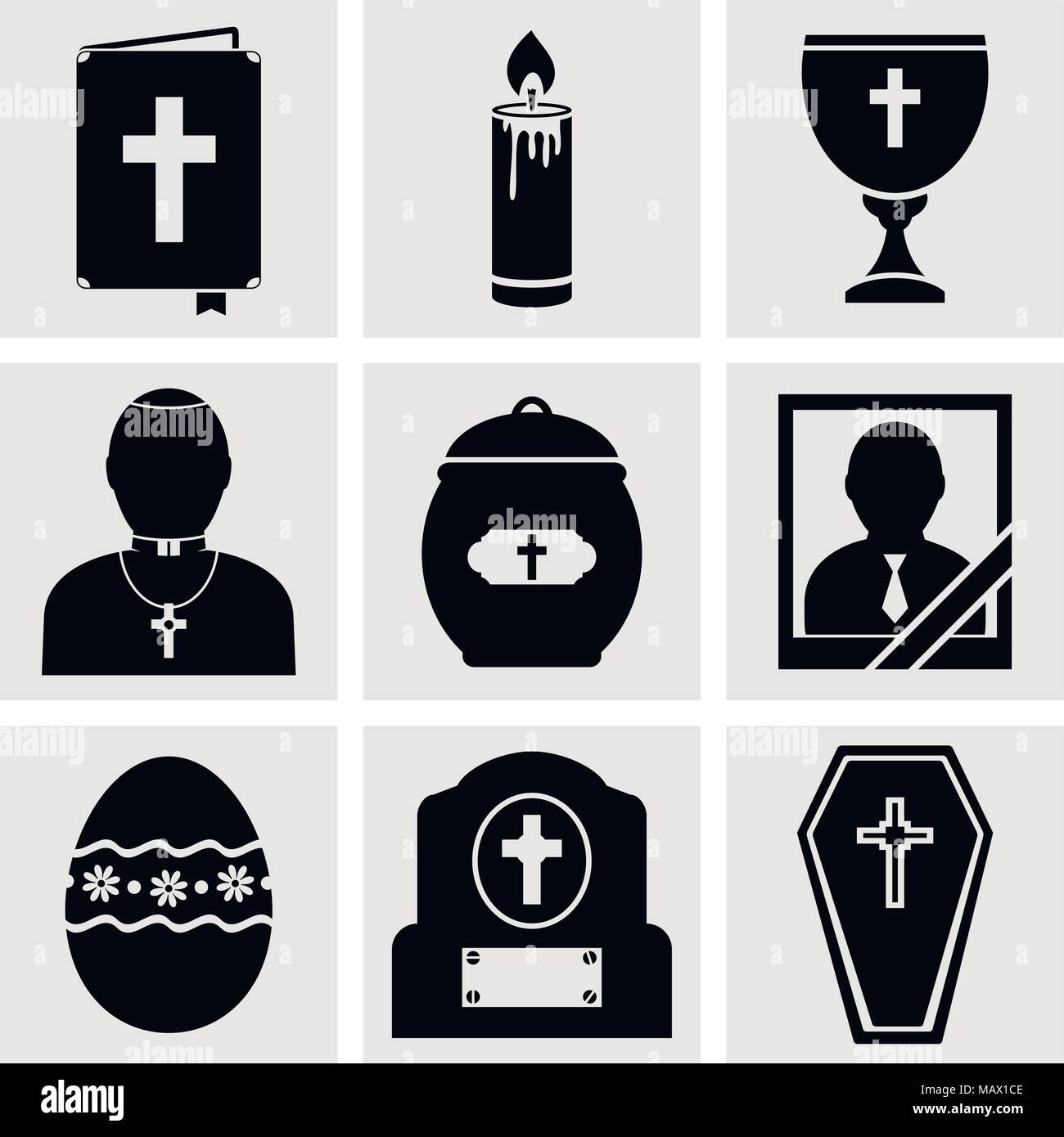 RIP and Funeral Icons Set Stock Vector
