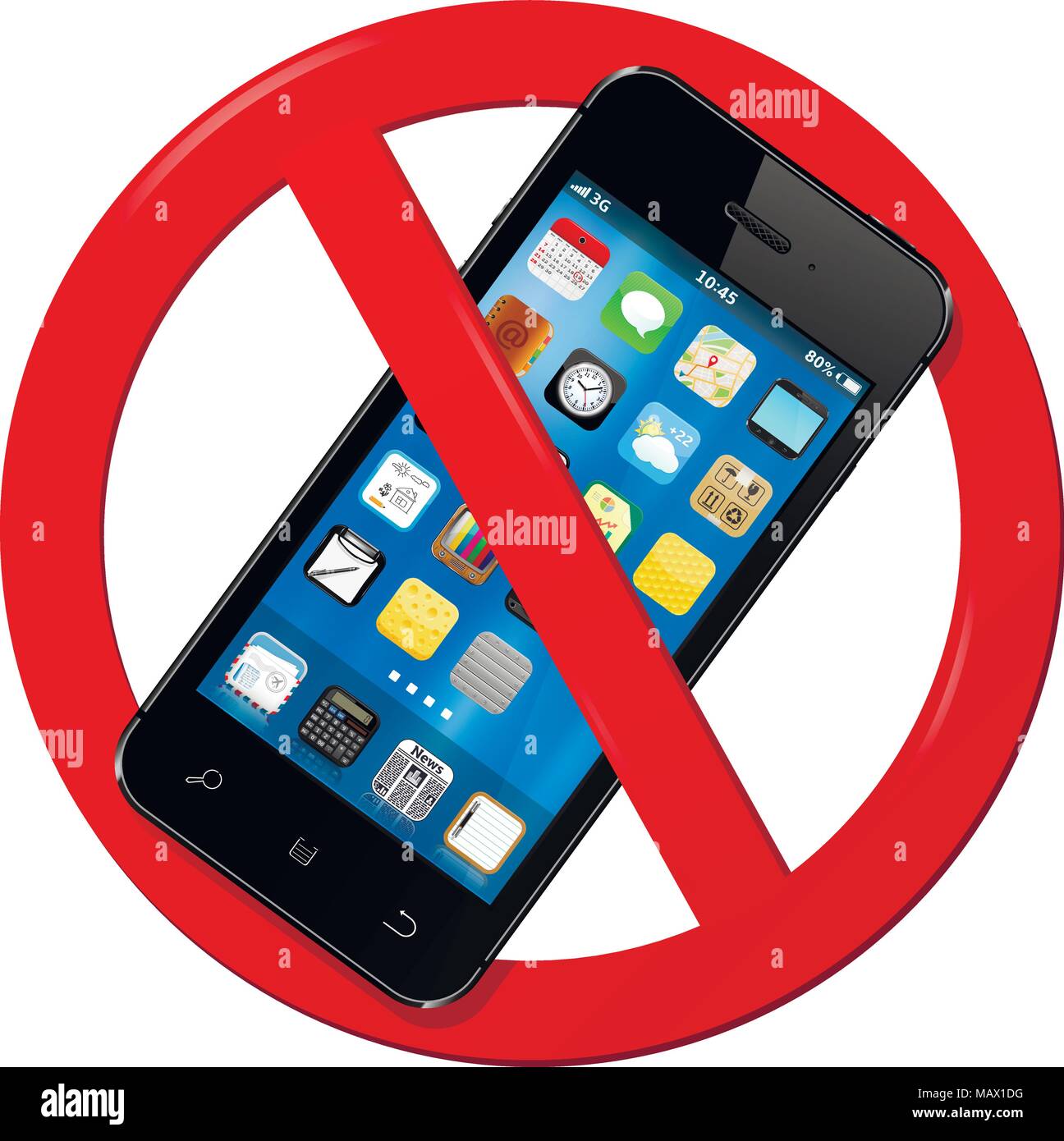 Do not use mobile phone sign isolated on white background Stock Vector