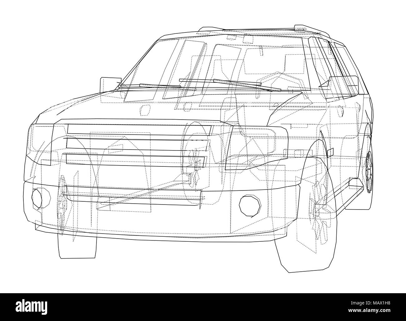 Continuous line drawing of tough suv car. Urban... - Stock Illustration  [81733253] - PIXTA