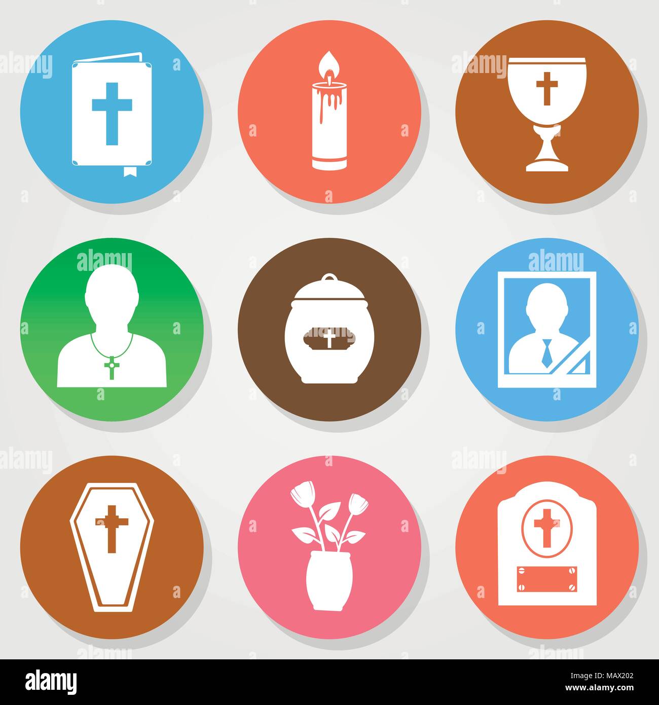 Rest in peace - vector round icons. Vector illustration. Stock Vector