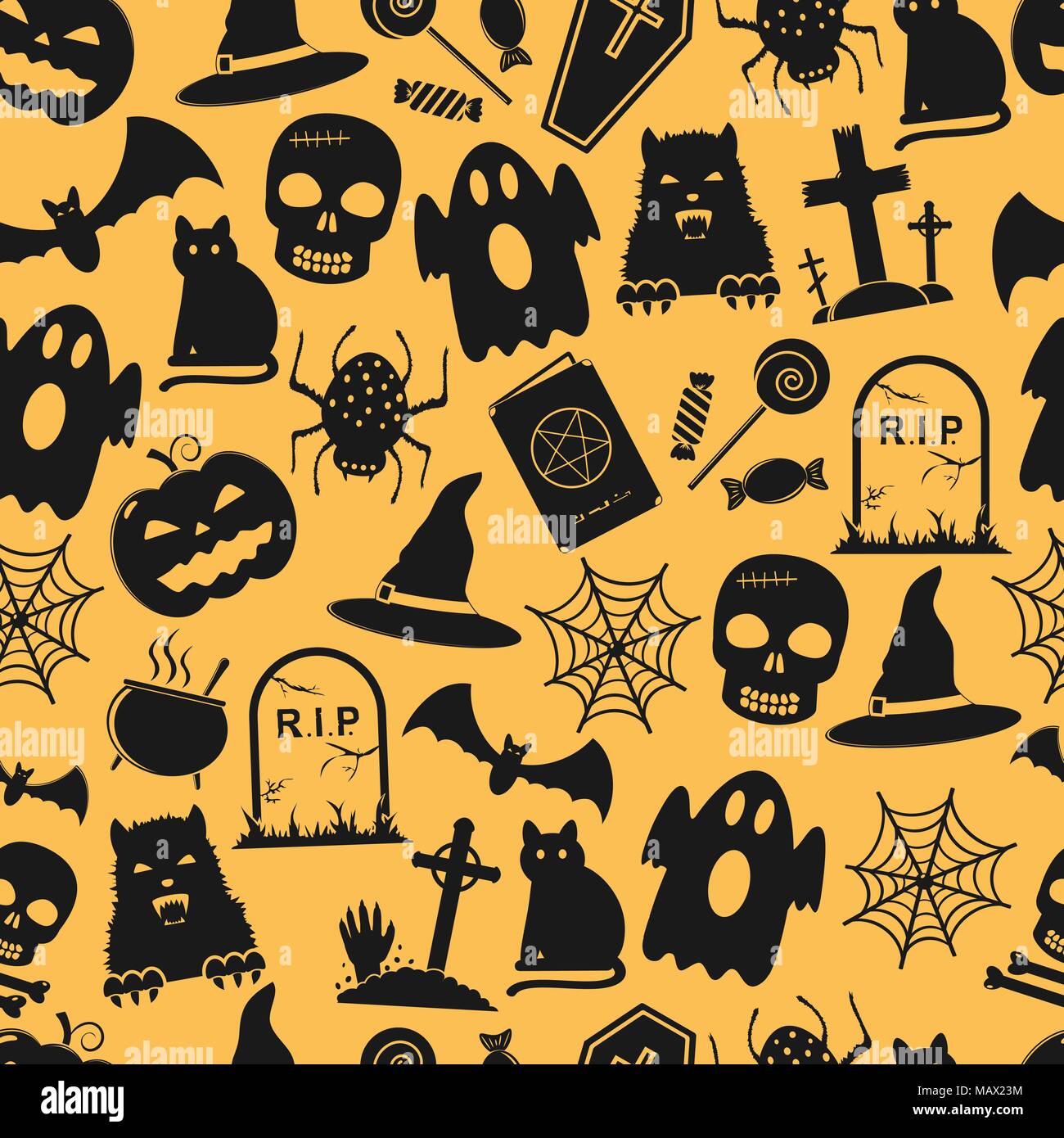 Seamless halloween pattern. Halloween seamless background. Stock Vector