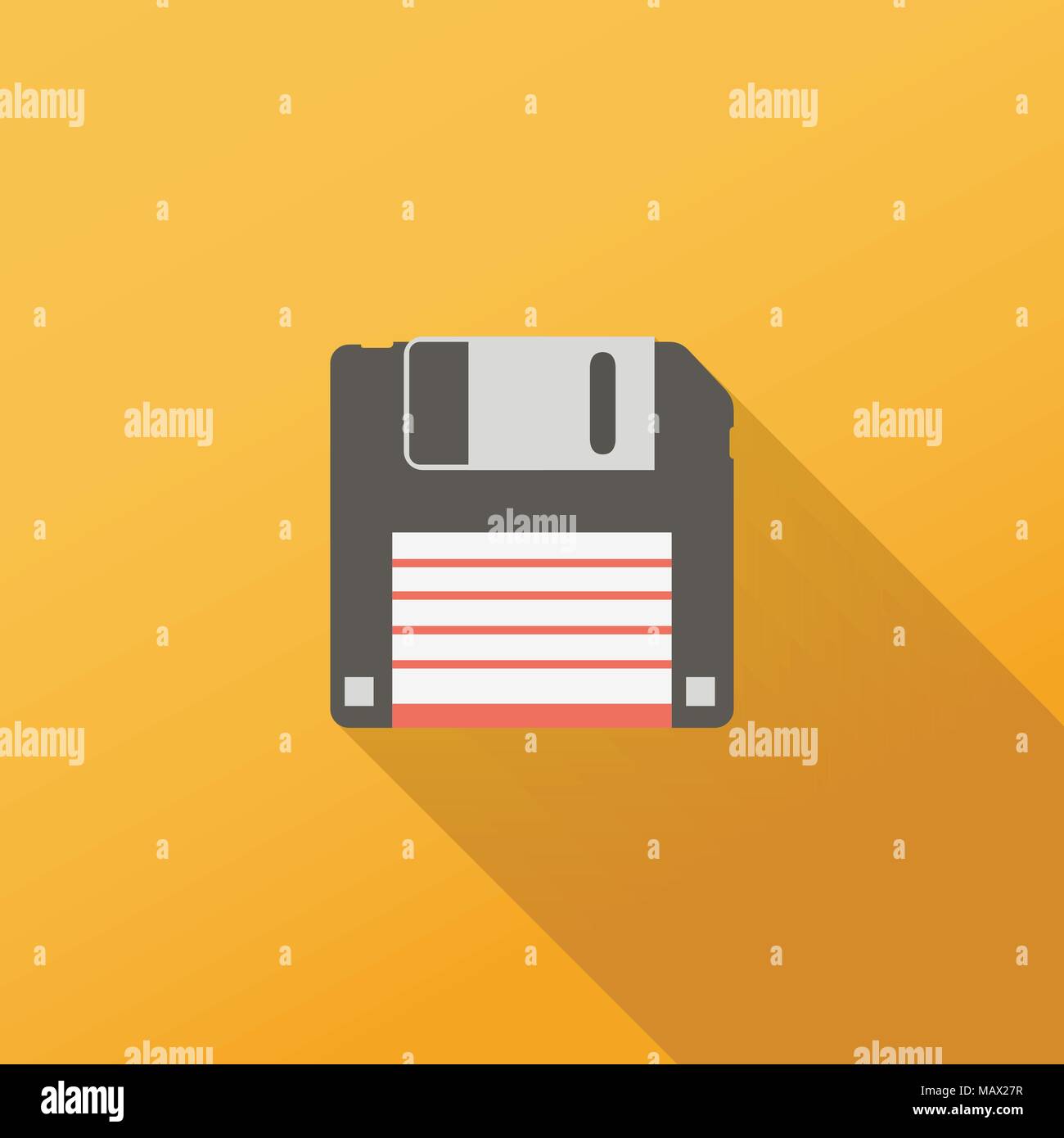 Floppy disk icon with long shadow Stock Vector