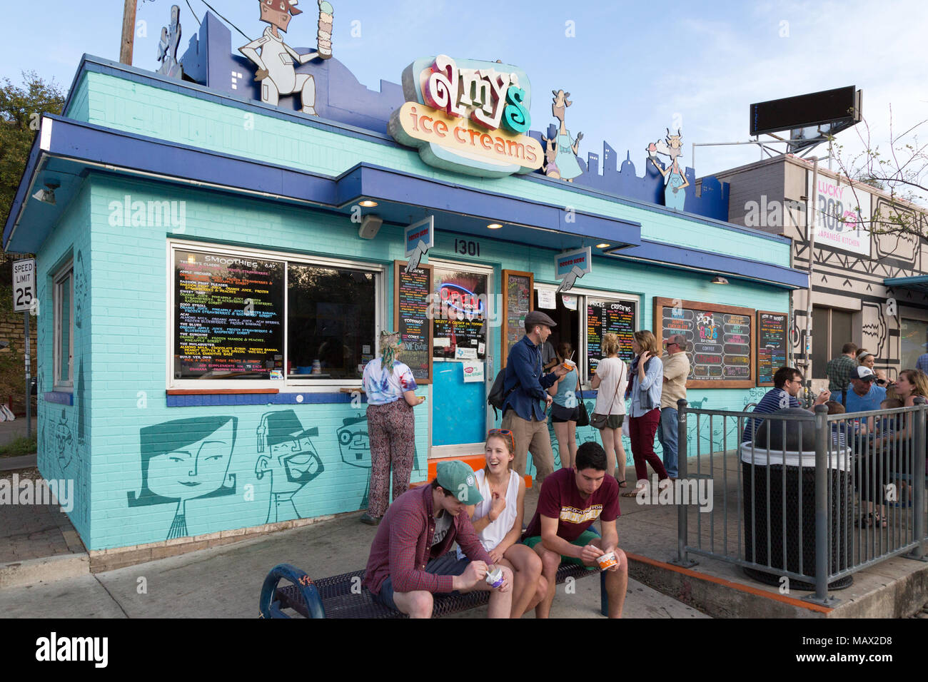 Amys Ice cream parlour, South Congress avenue, downtown Austin, Texas USA Stock Photo