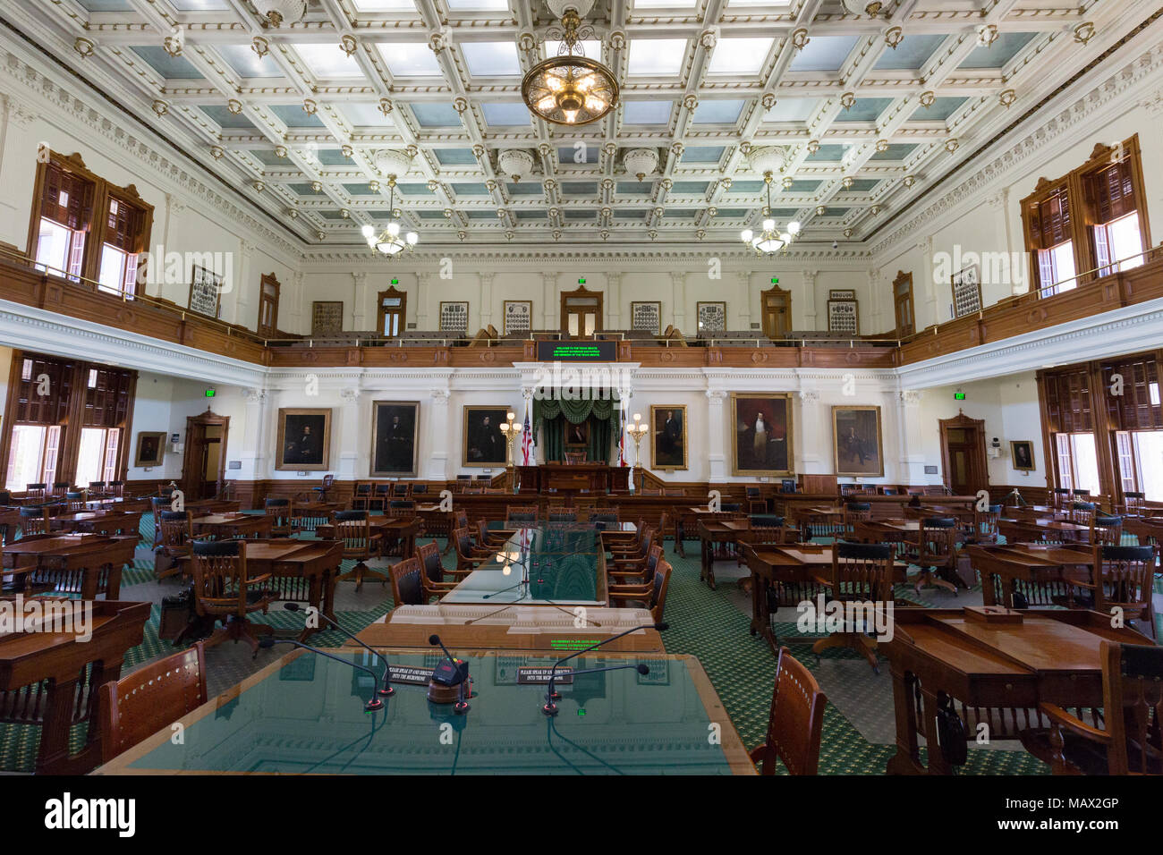 Texas Senate Chamber, in the interior of the Texas State Capitol building, Austin, Texas USA Stock Photo