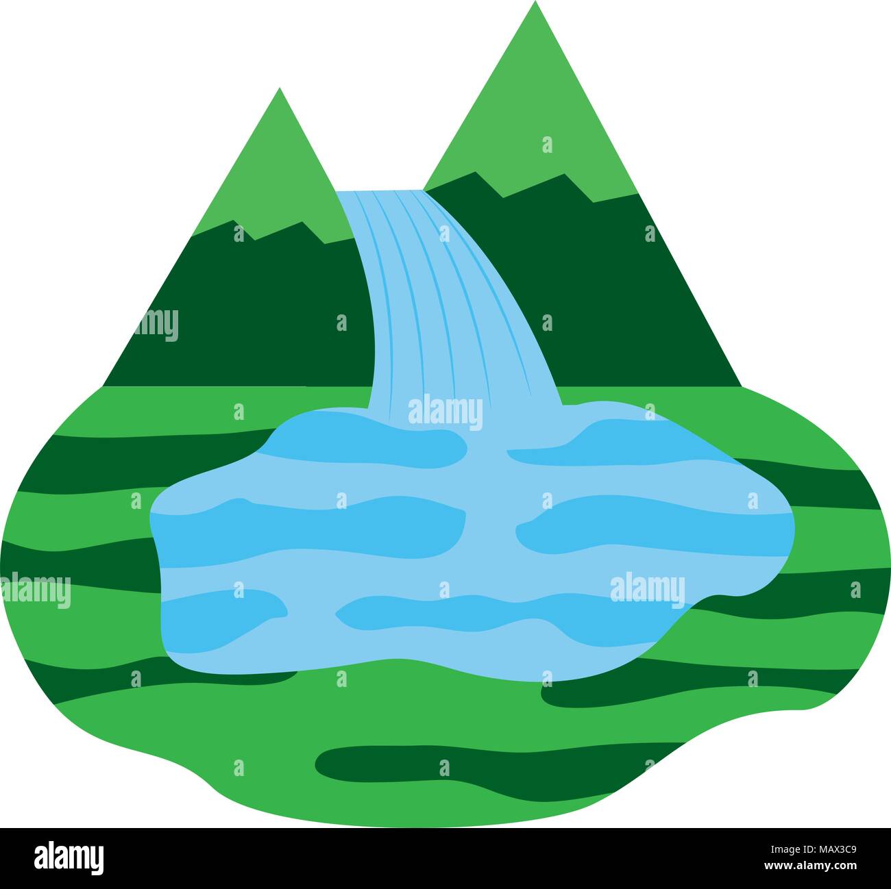 mountains with waterfall scene Stock Vector Image & Art - Alamy