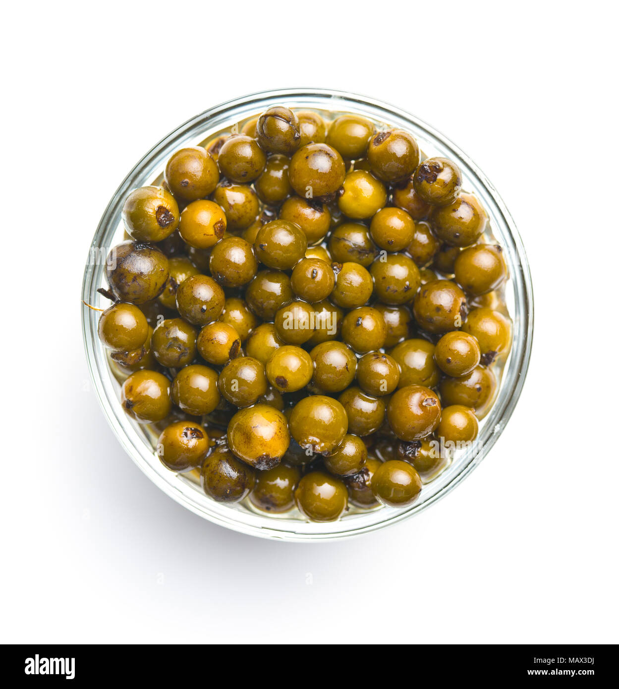 Green peppercorn in brine isolated on white background Stock Photo Alamy