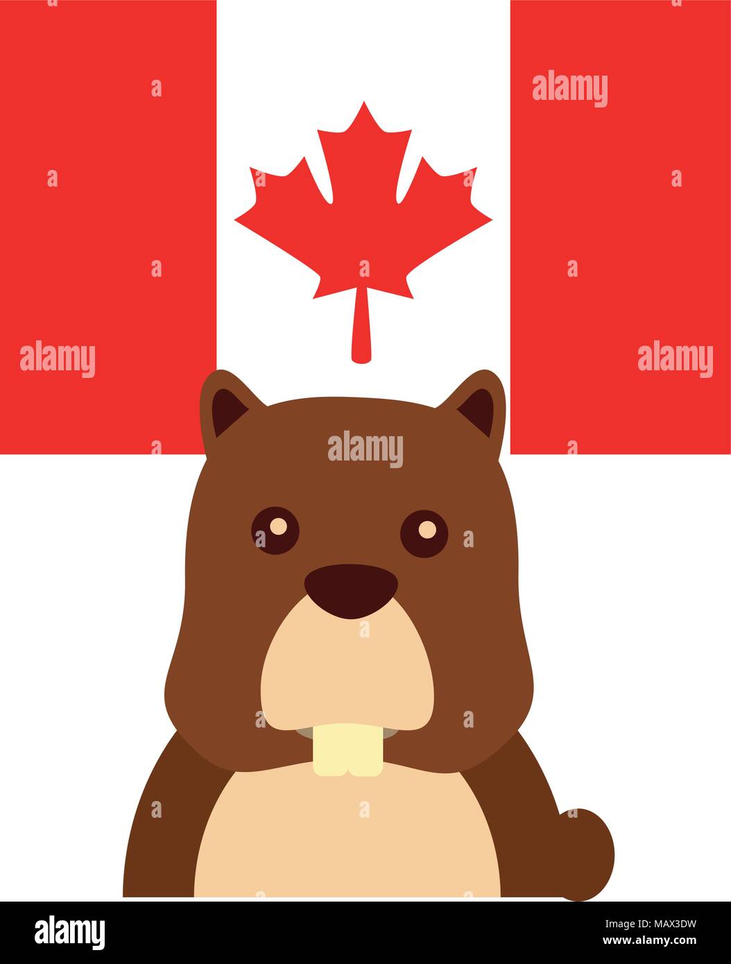 beaver with canadian flag Stock Vector