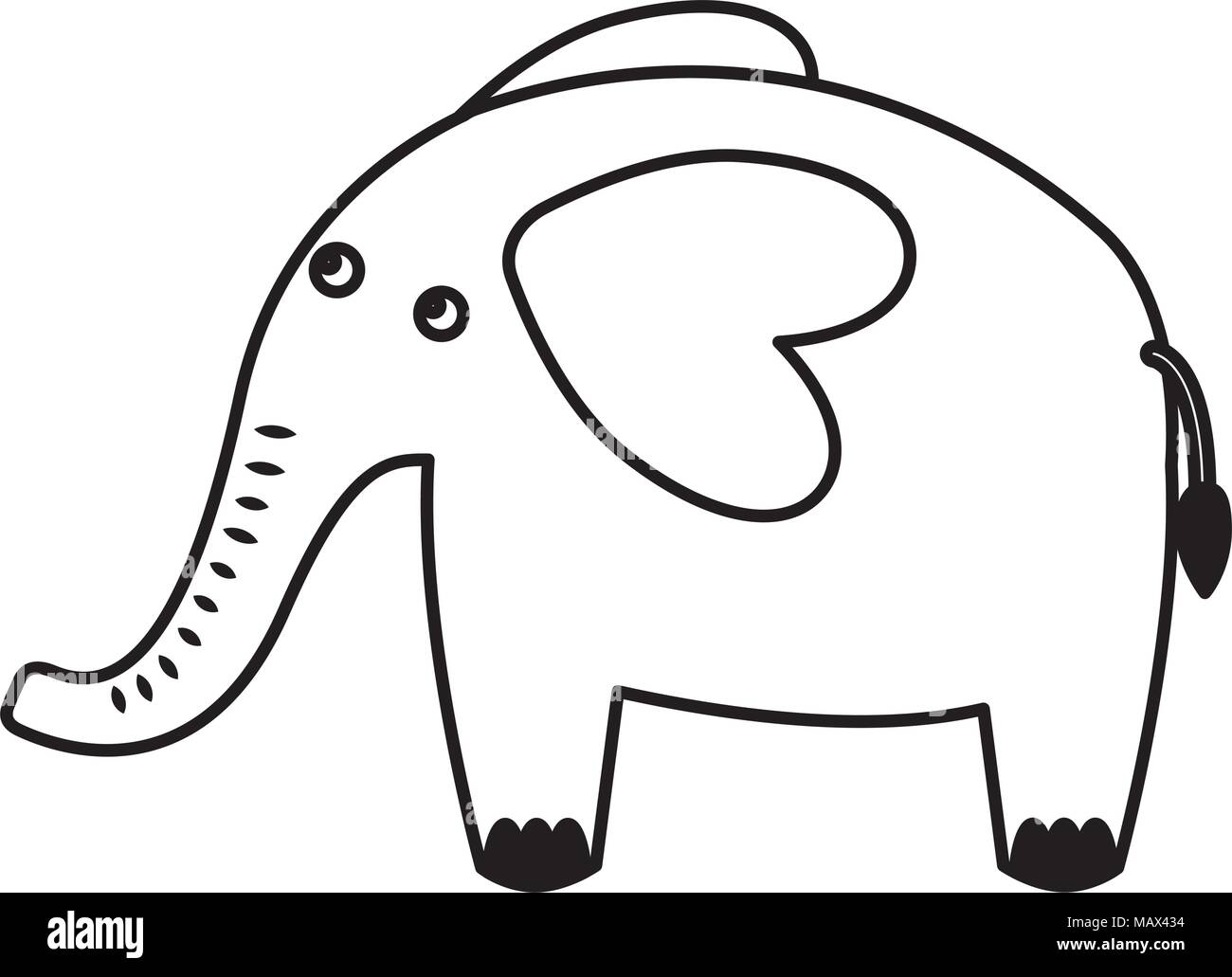 cute elephant african animal image vector illustration black and white Stock Vector