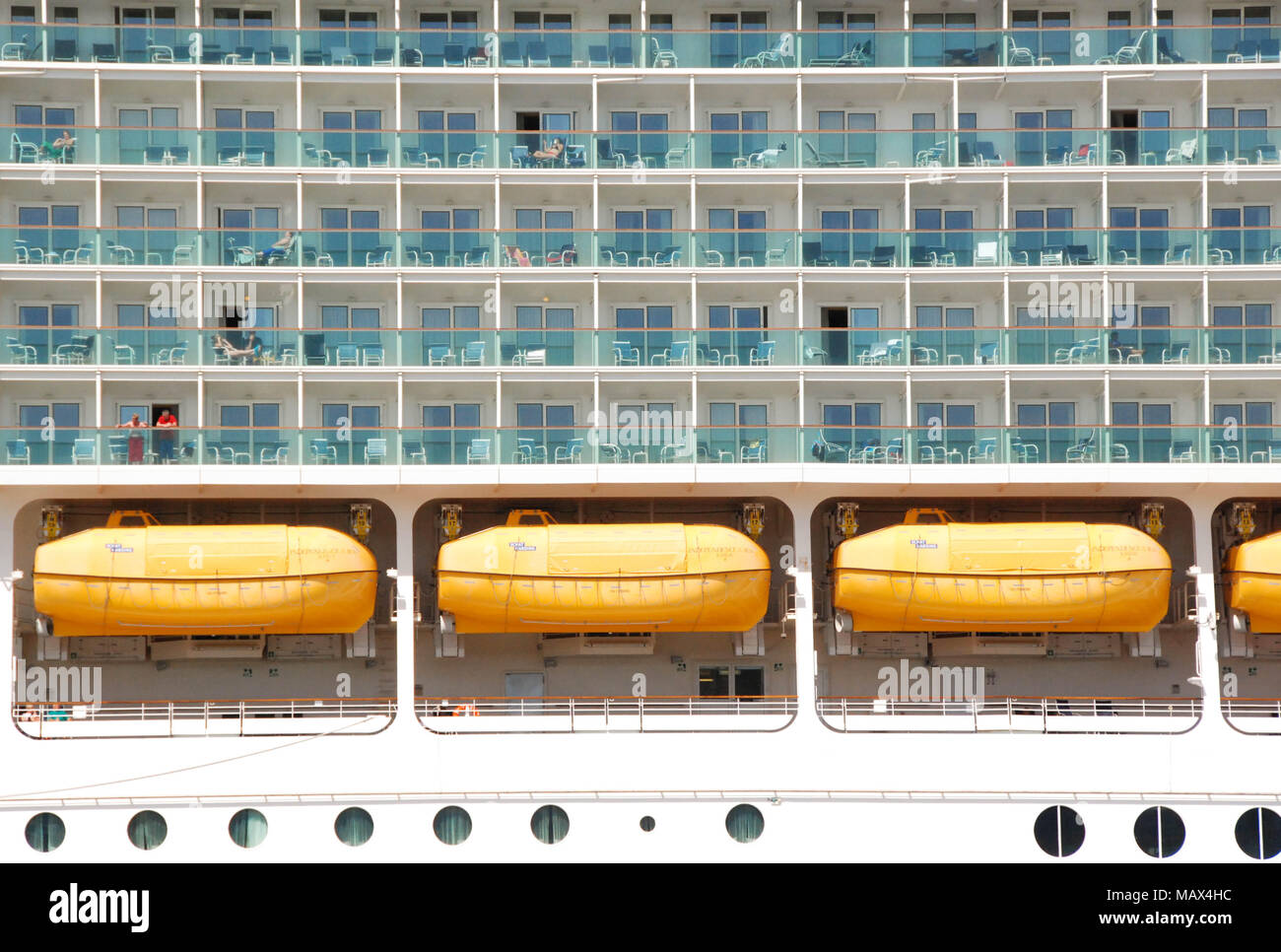 Close Up View Of The Side Of The Cruise Liner Independence Of The