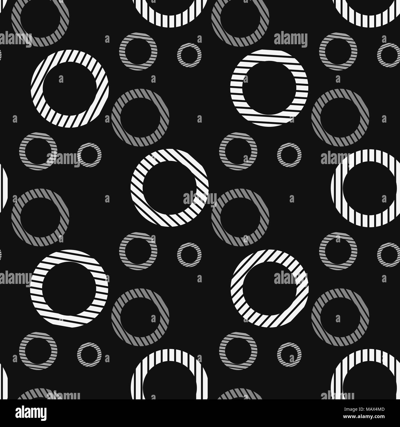 black and white seamless pattern with circles in a strip Stock Vector ...