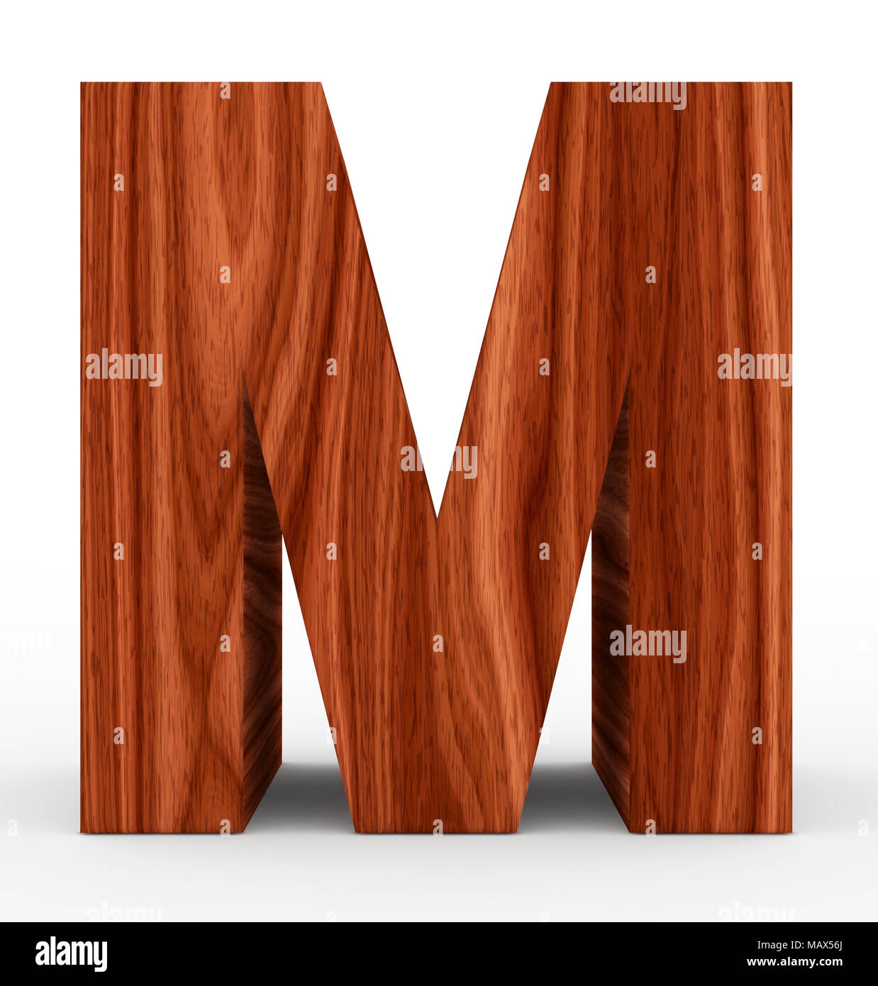 letter M 3d wooden isolated on white - 3d rendering Stock Photo - Alamy
