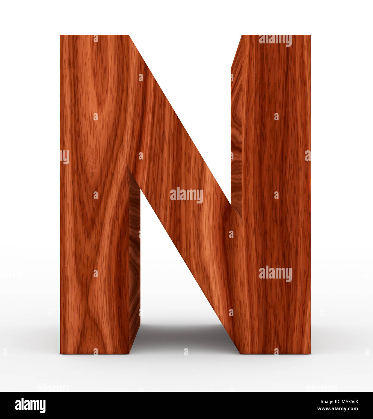 letter N 3d wooden isolated on white - 3d rendering Stock Photo - Alamy