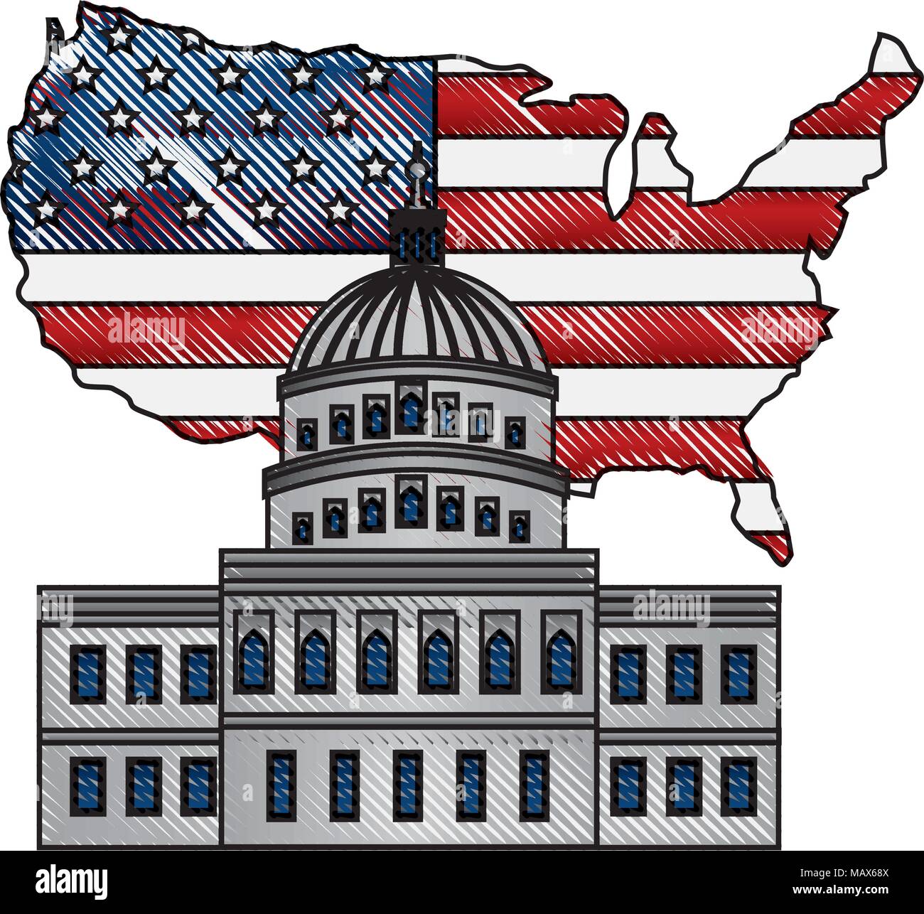 united states capitol building - United States Capitol Building In Washington Flag On Map MAX68X 