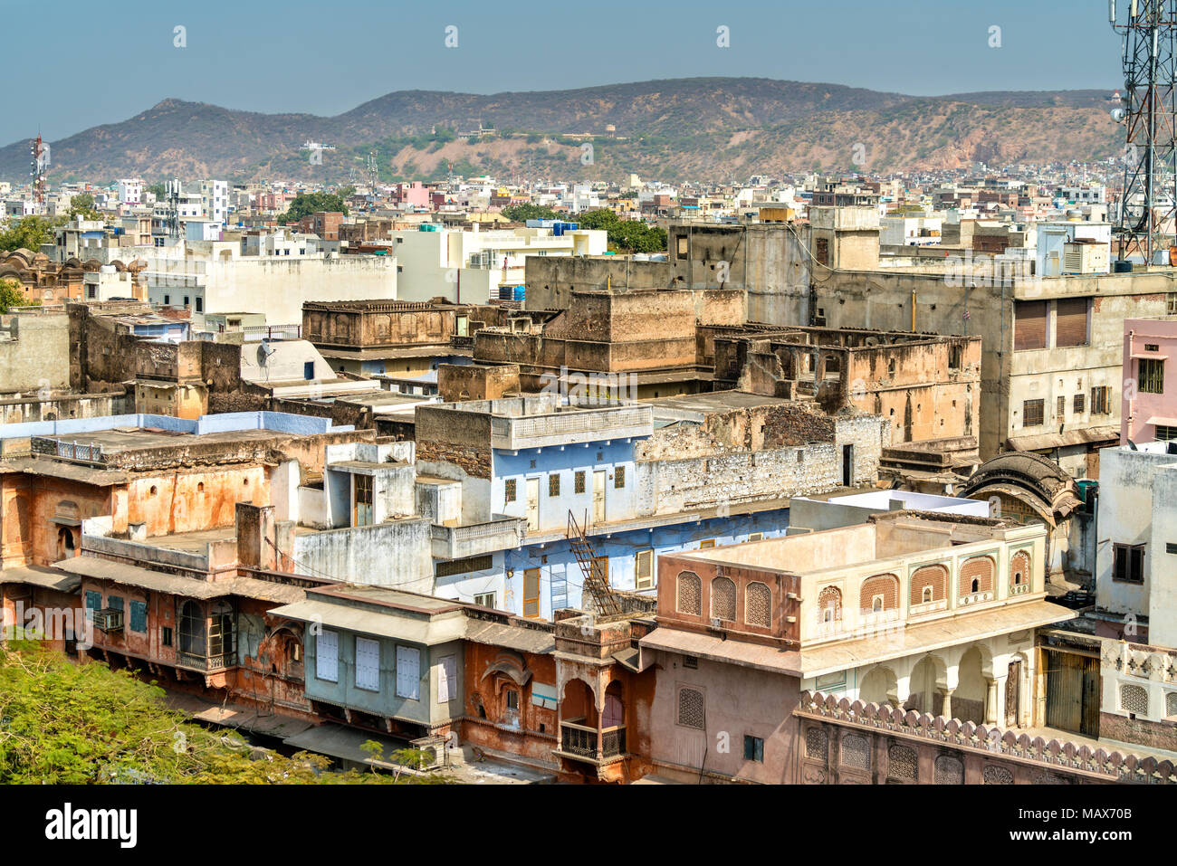 Cityscape of the old town of Jaipur, India Stock Photo Alamy