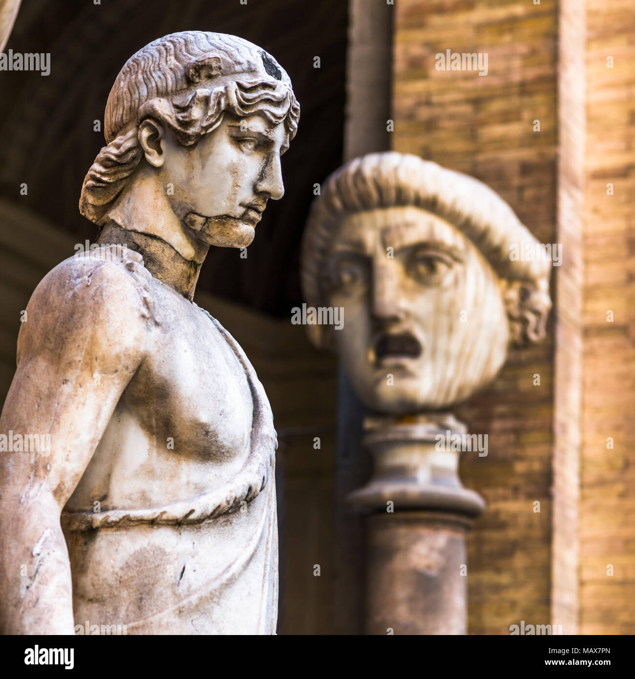 Ancient statues surround the Octagonal Courtyard of the Belvedere