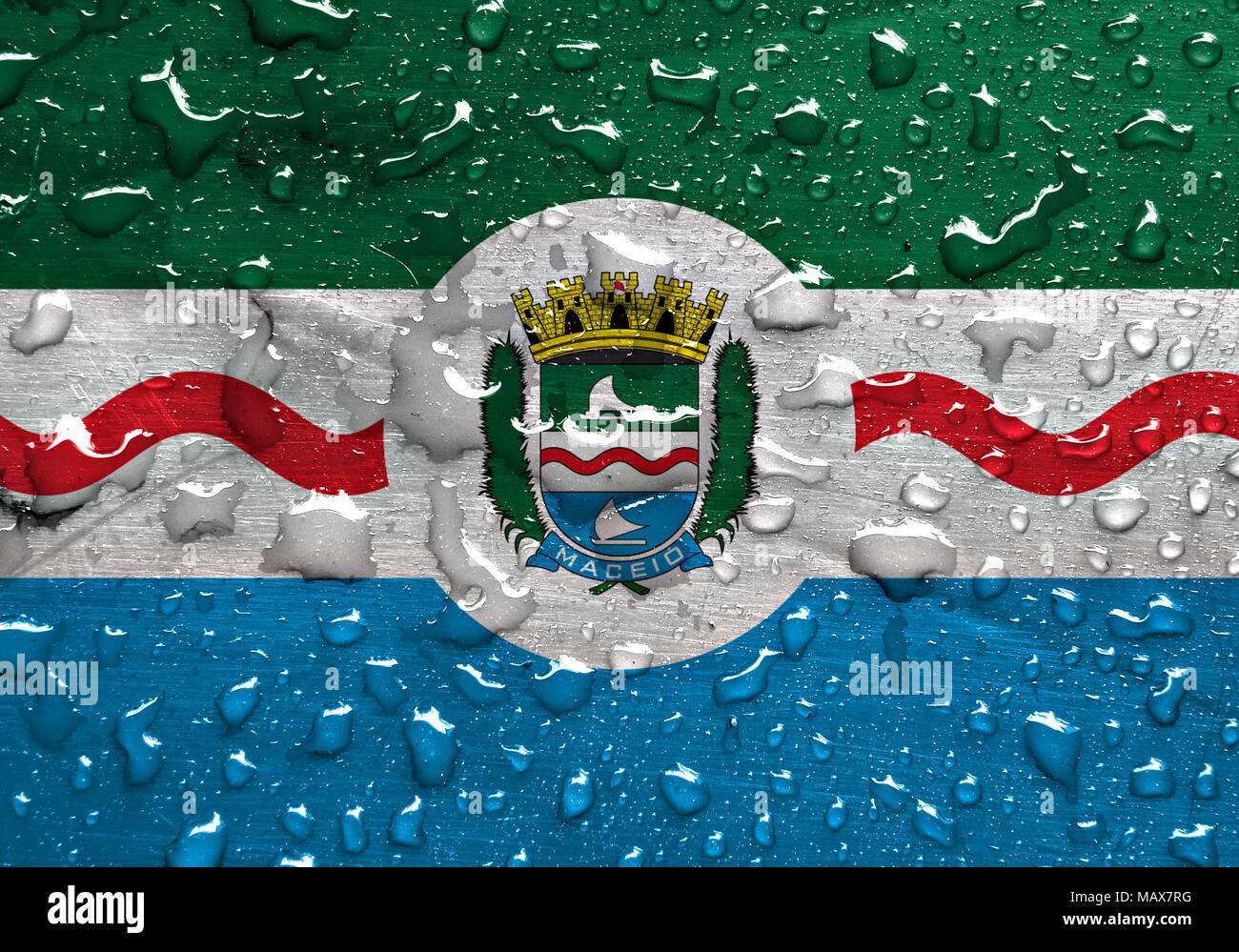 flag of Maceio with rain drops Stock Photo