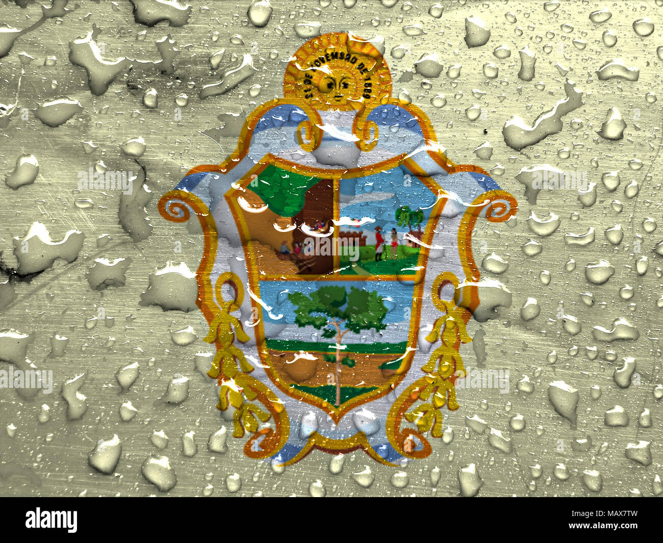 flag of Manaus with rain drops Stock Photo