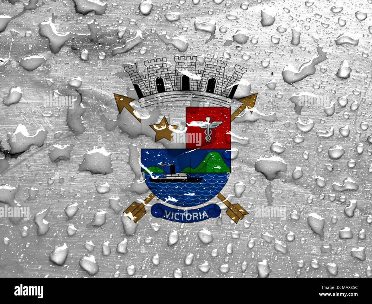 flag of Vitoria with rain drops Stock Photo
