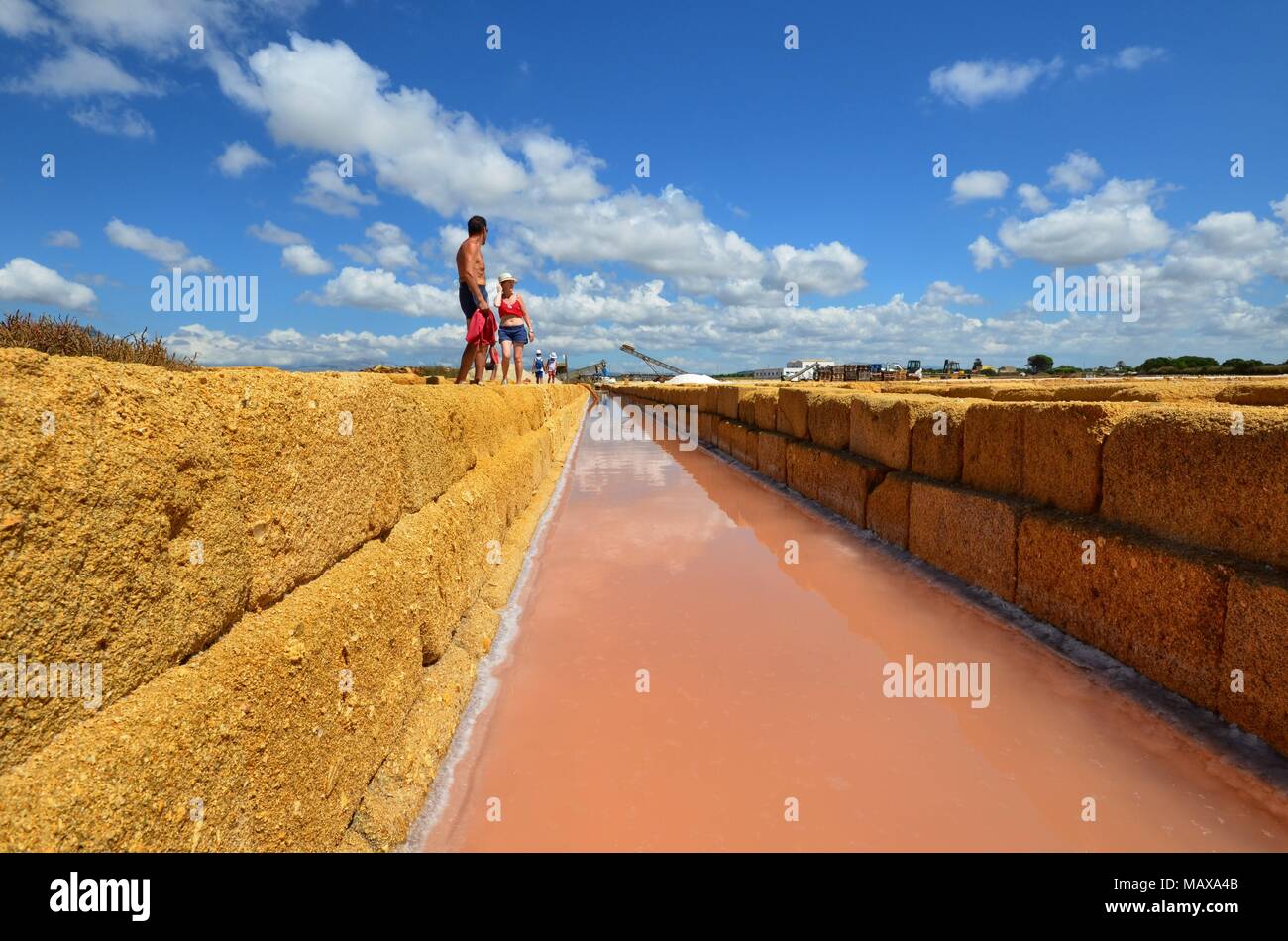 Trapani, Italy, Sicily August 20 2015. The fabulous salt pans of