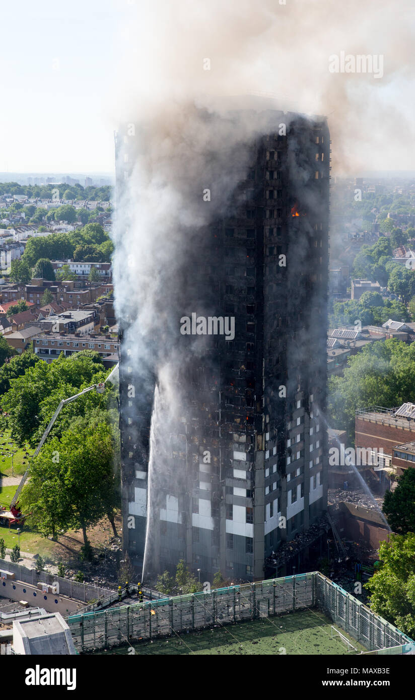 The Grenfell Tower fire on 14 June 2017 in North Kensington, Royal Borough of Kensington and Chelsea. 71 people died and over 70 people were injured. Stock Photo