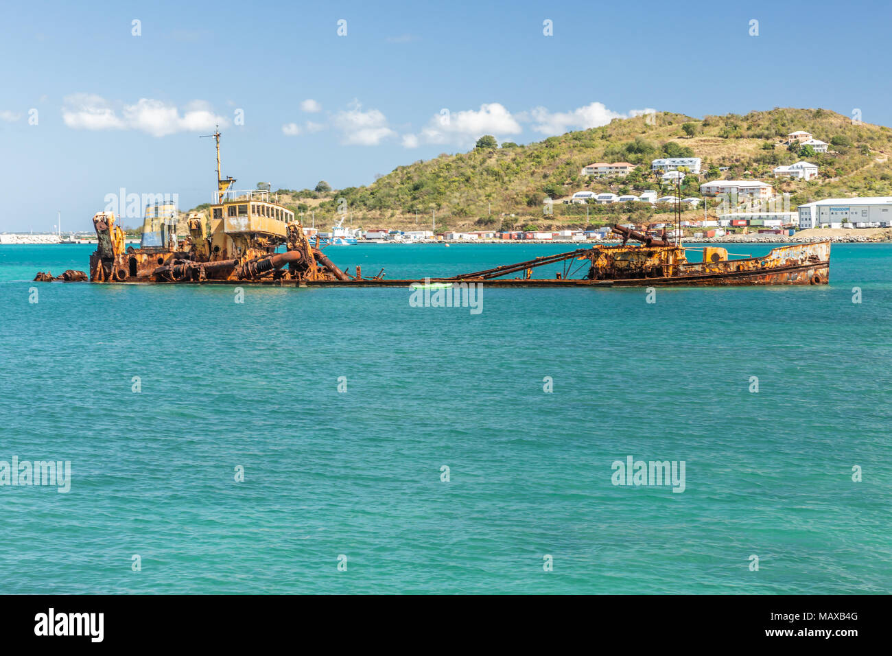 Shipwreck in St Martin Stock Photo