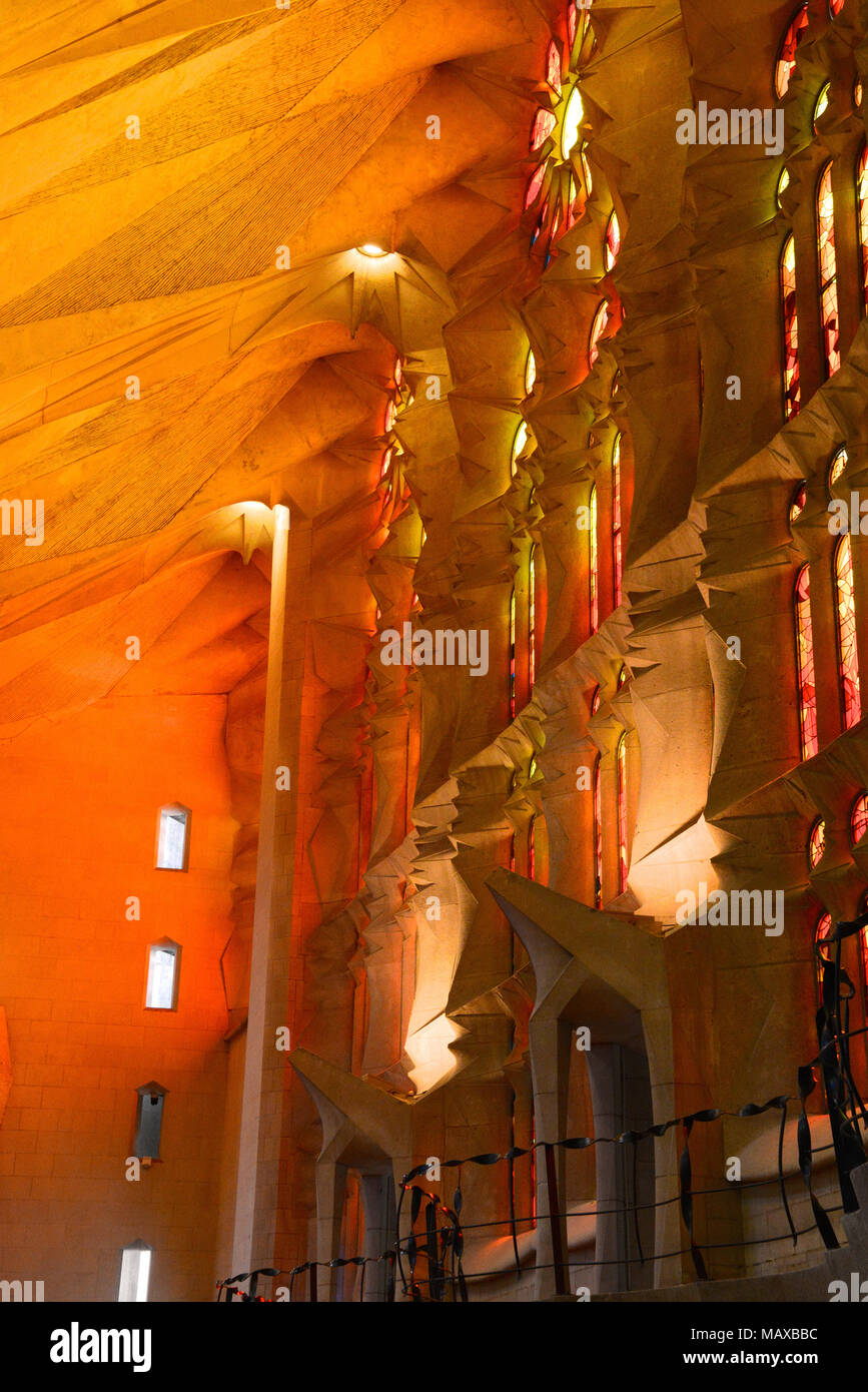 The unfinished Sagrada Familia basilica, Barcelona, designed by Antoni ...