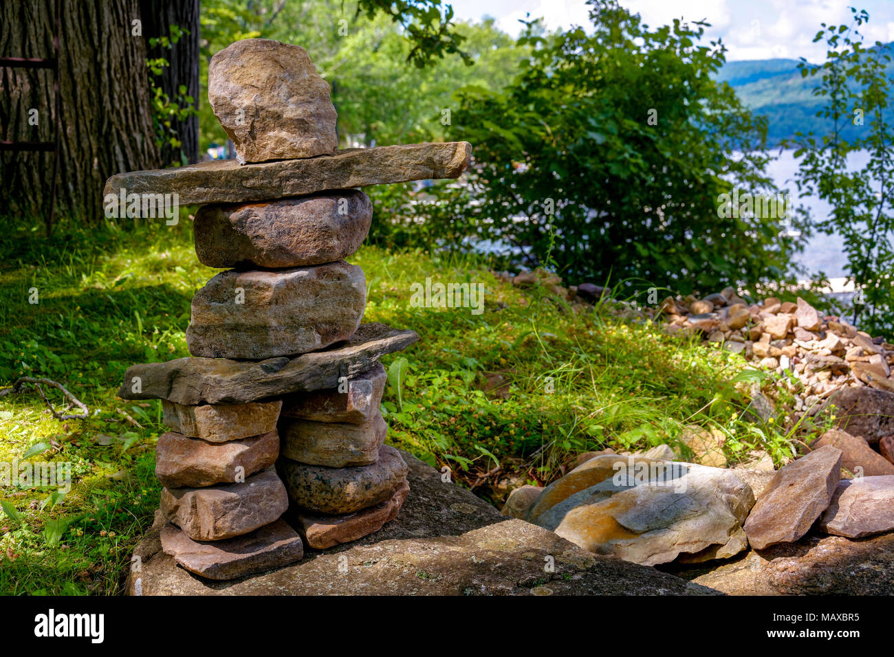Inukshuk stone sculpture Stock Photo Alamy