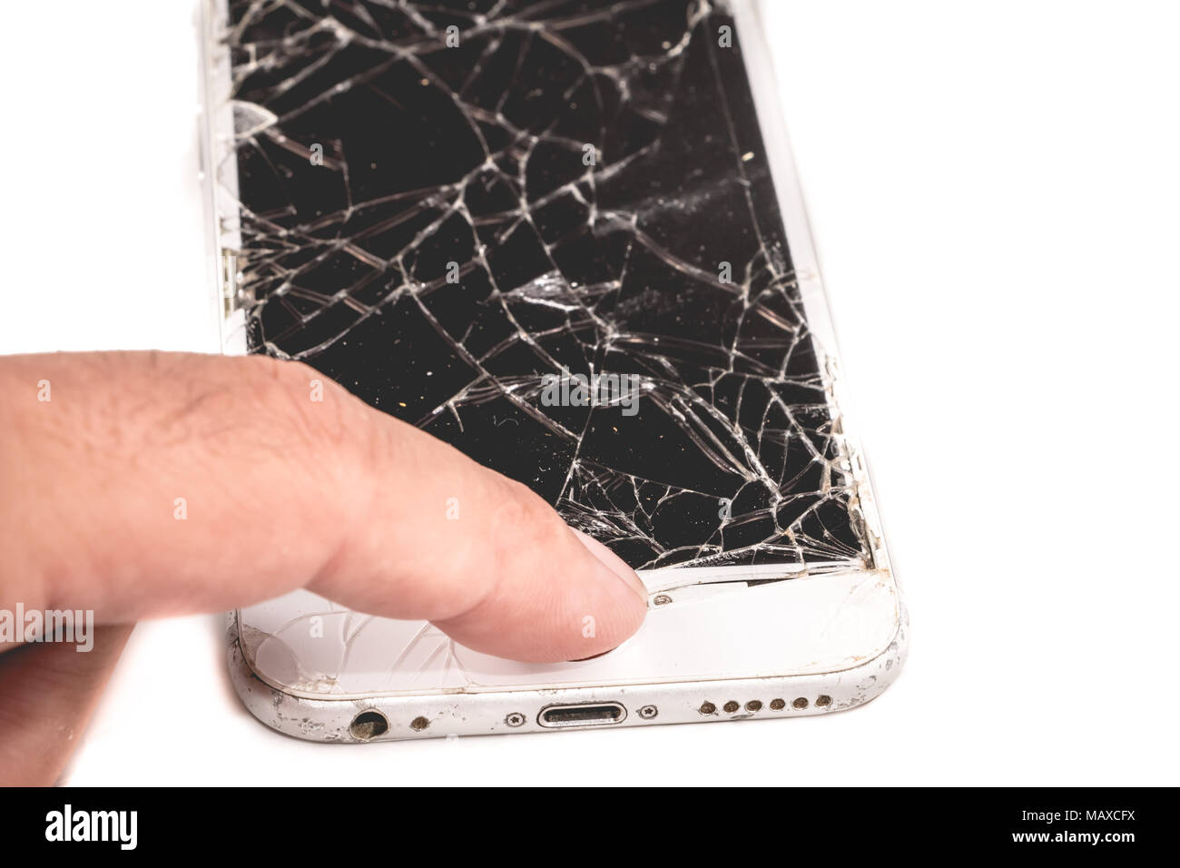 Apple iphone 7 plus with cracked screen Stock Photo - Alamy