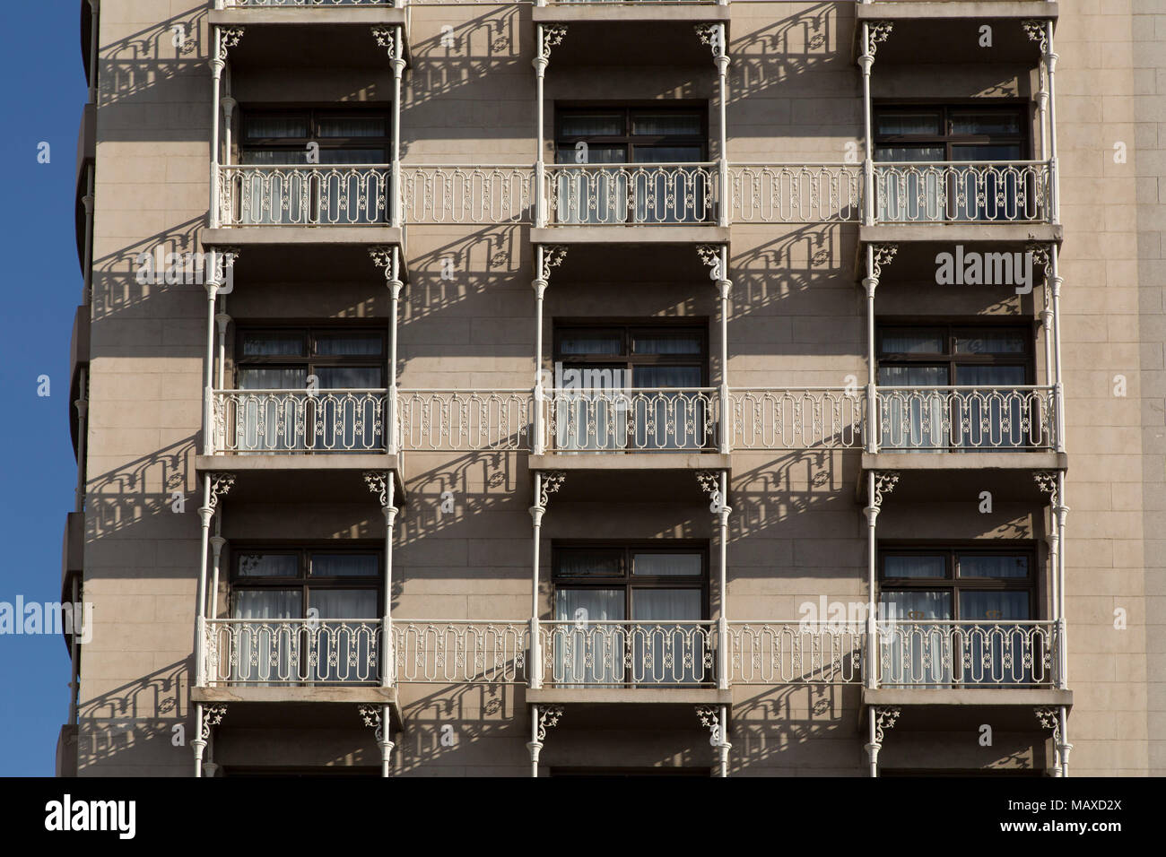 Facade of the Meikles Hotel in Harare, Zimbabwe. The luxury hotel