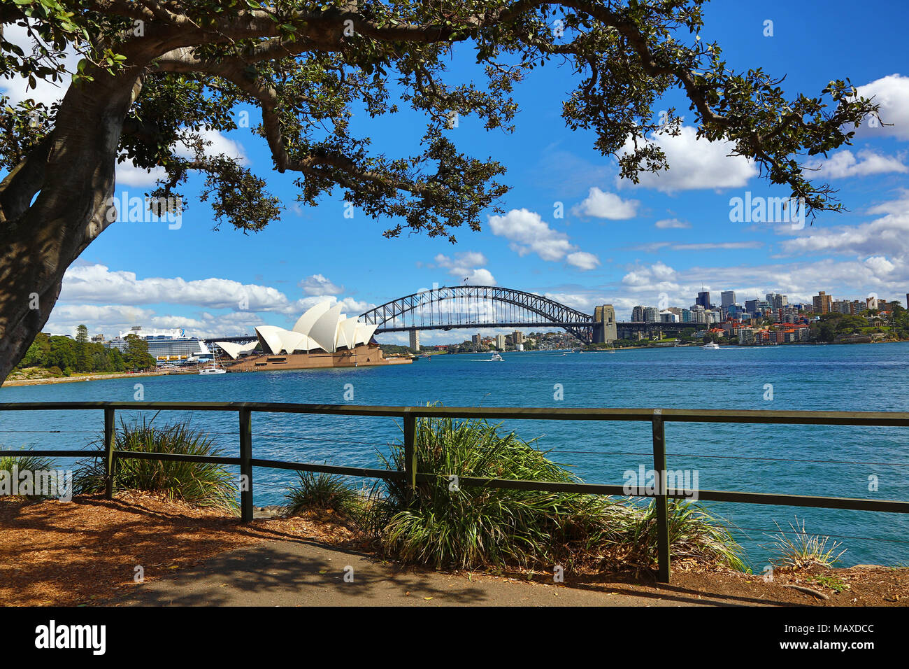 Sydney Opera House and Harbour Bridge, Sydney, New South Wales, Australia Stock Photo