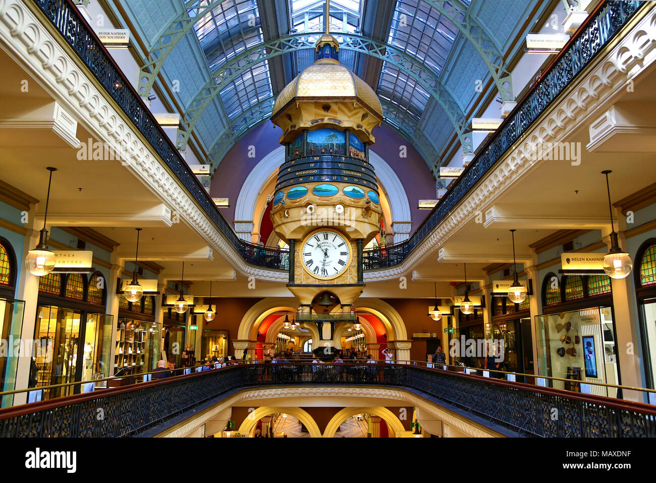 The Great Australian Clock in the Queen Victoria Building shopping centre, Sydney, New South Wales, Australia Stock Photo