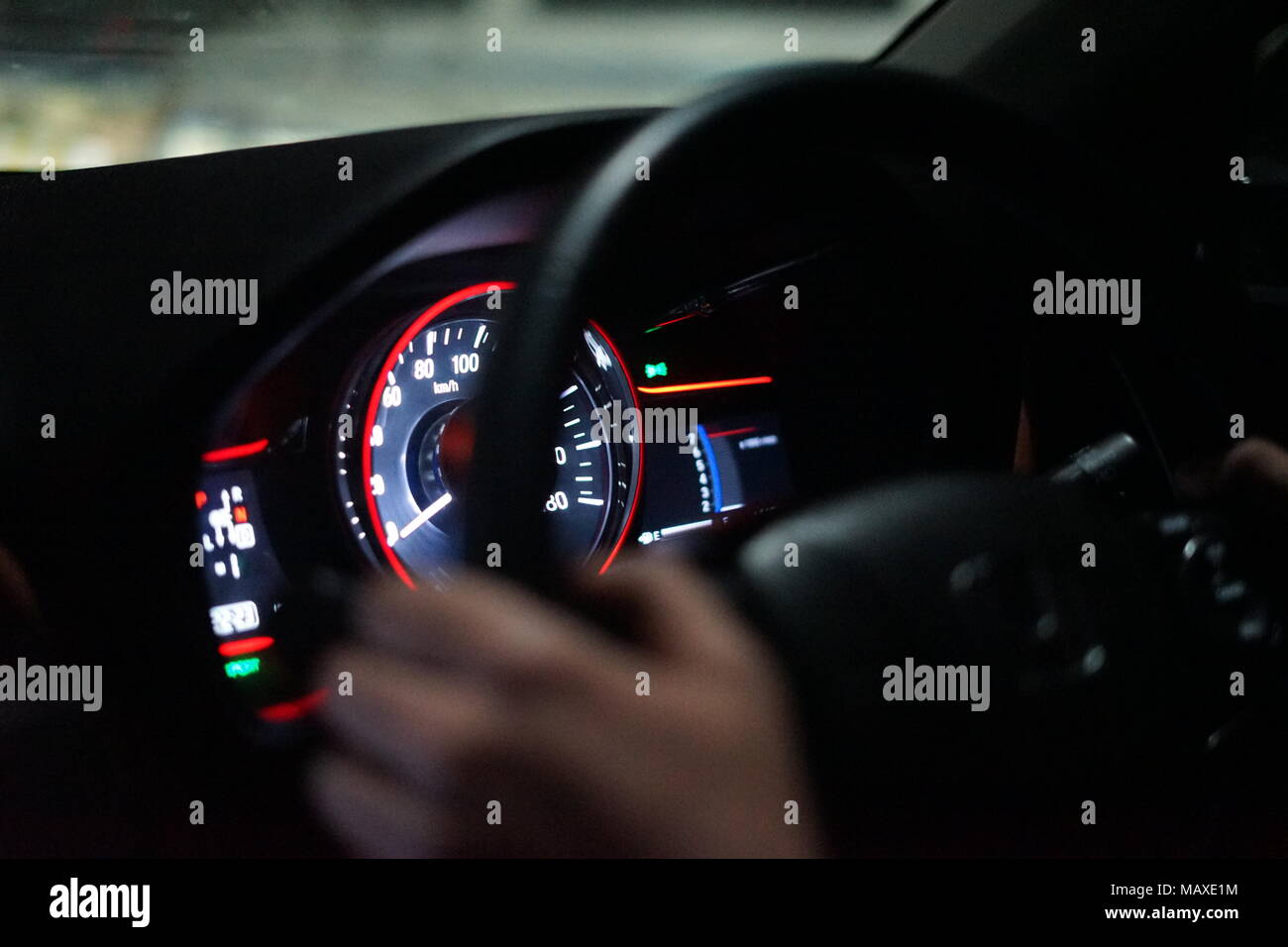 Car in sports mode at night Stock Photo Alamy