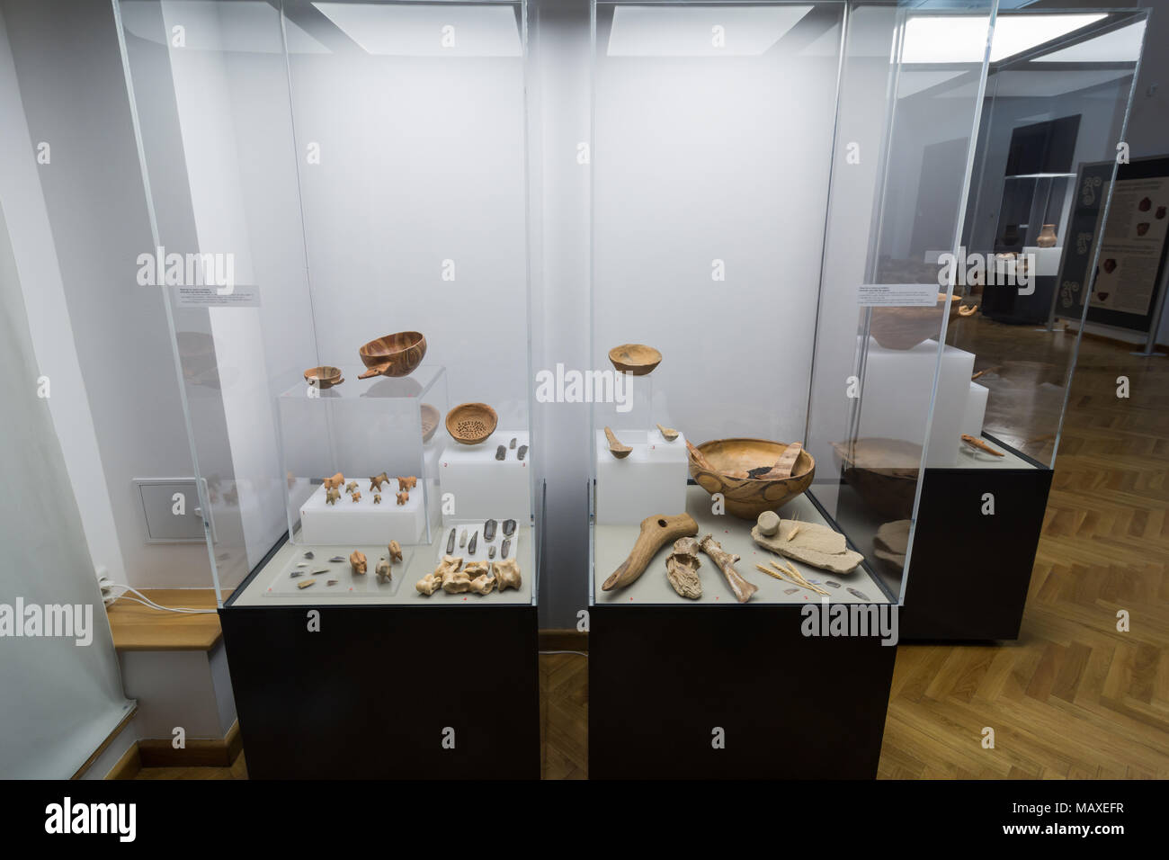 Cucuteni culture ancient old objects displayed at the Culture Palace Museum in  Iasi, Romania Stock Photo
