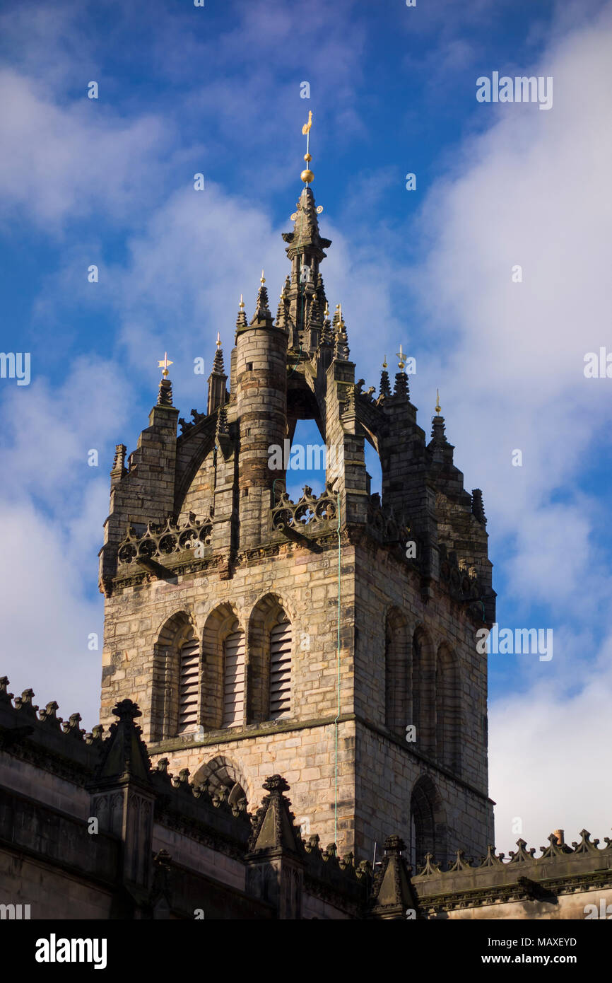 The crown steeple of St Giles Cathedral, High Street, Edinburgh Scotland, UK Stock Photo