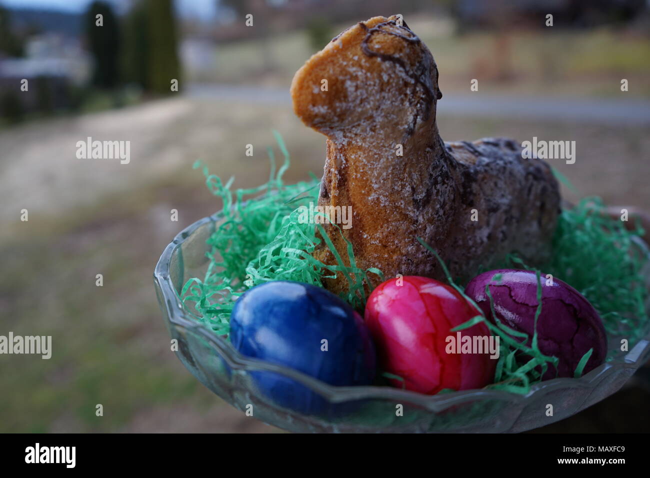 oestern egg and lamb Stock Photo