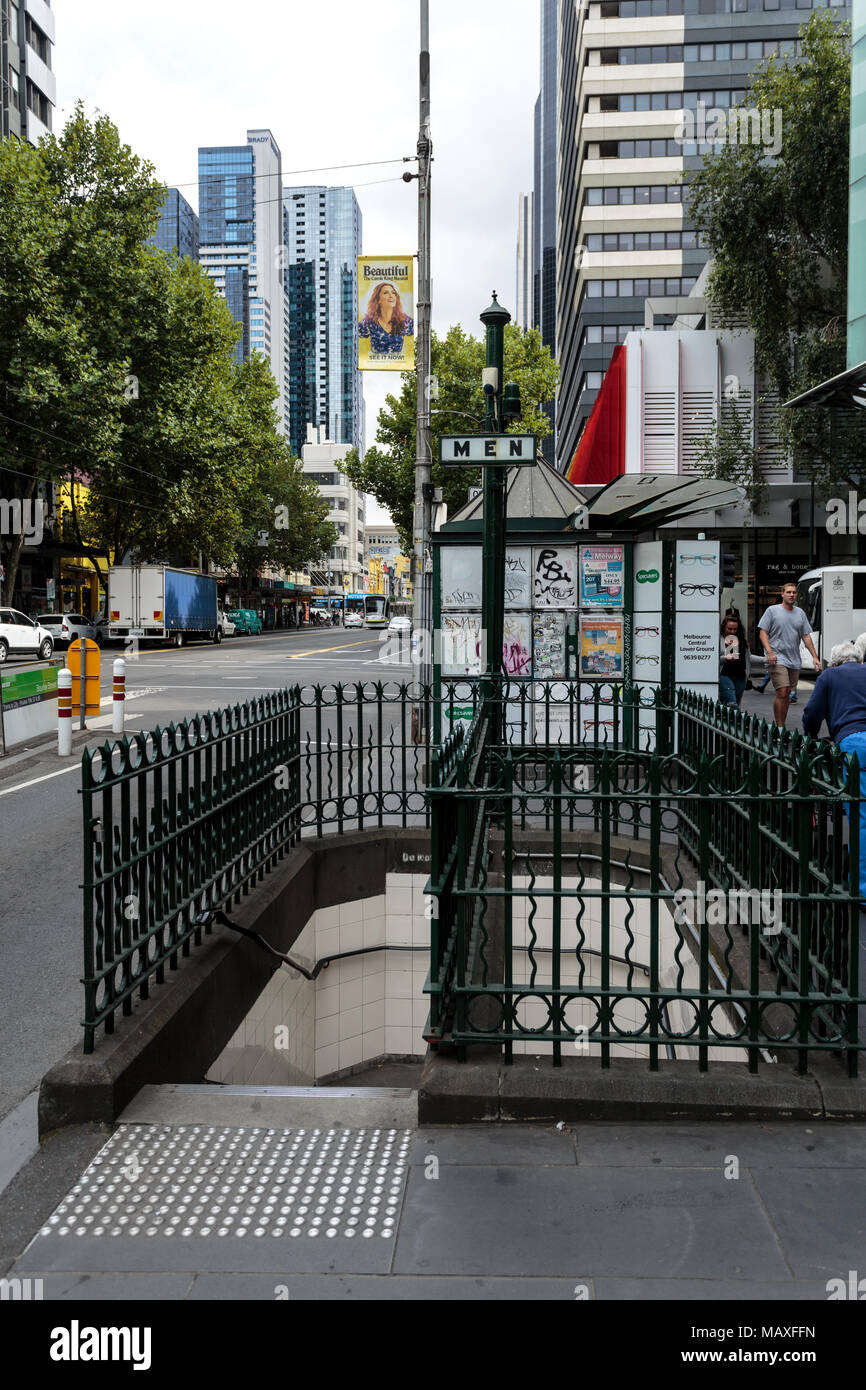 View of the entry to the underground public toilets for Men existing