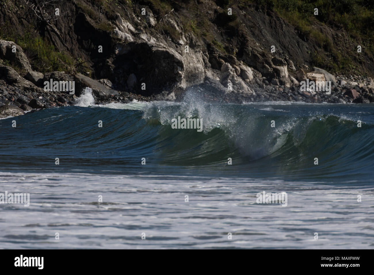 Crashing waves, Ingonish Beach, Nova Scotia Canada Stock Photo