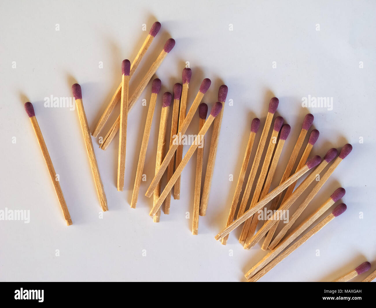 many matches sticks for lighting a fire Stock Photo