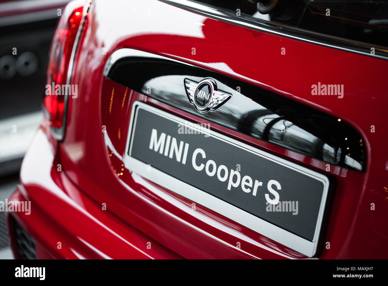 Mini Cooper Dealers >> Backward Of Red Mini Cooper S Standing At The Salon Mini Cooper Dealers >> Backward Of Red Mini Cooper S Standing At The Salon