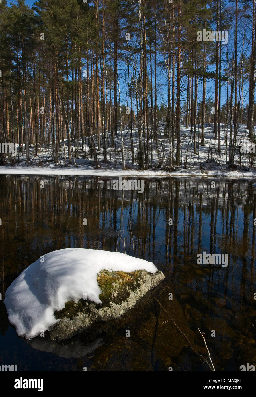 Early spring scenery, Savitaipale Finland Stock Photo